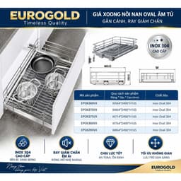 Kệ đựng xoong nồi nan Oval Inox 304 Eurogold EPO6390, EPO6380, EPO6370 BẾP CHÂU ÂU 2