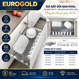 Kệ để bát đĩa xoong nồi nan Oval inox 304 Eurogold EPO6390VX, EPO6380VX, EPO6370VX BẾP CHÂU ÂU 2