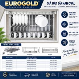 Kệ để bát đĩa xoong nồi nan Oval inox 304 Eurogold EPO6390VX, EPO6380VX, EPO6370VX BẾP CHÂU ÂU 3