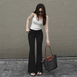 Quần Ống Loe Nữ Cạp Cao Tôn Dáng, Chất Umi Lạnh Co Giãn 4 Chiều , Form Siêu Đẹp 1