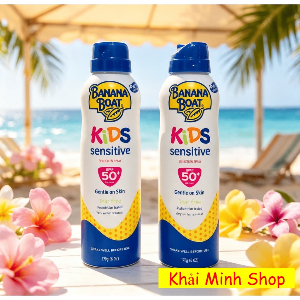 Combo 2 Chai Banana Boat Kids Xịt Chống Nắng SPF 50 170g – Dành Cho Trẻ Em – Hàng Chính Hãng Mỹ