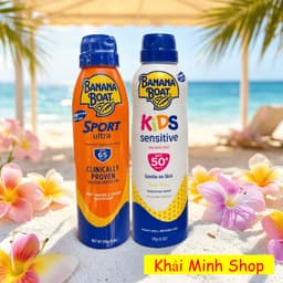 Banana Boat Xịt Chống Nắng 170g – Sport SPF 65 Mẫu Mới 2026 / Kids SPF 50 – Hàng Mỹ Chính Hãng 2