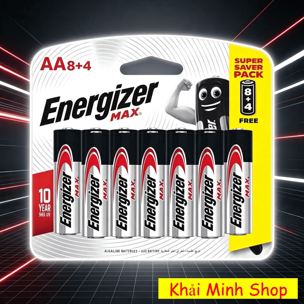 Combo 2 Vỉ Pin AA Energizer Max E91 BP8+4 – 24 Viên (16 Tặng 8) – Pin 1.5V Chính Hãng