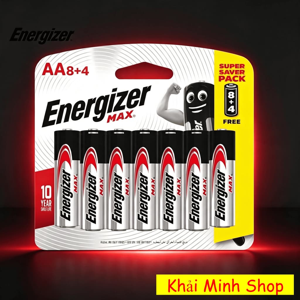 Pin AA Energizer Max E91 BP8+4 – 12 Viên (8 Tặng 4) – Pin 1.5V Chính Hãng