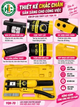 Kìm Ép Cos Thủy Lực YQK-300/400 - Ép Dây Cáp & Đầu Cos, Hệ Thống Thủy Lực Chuyên Nghiệp 4