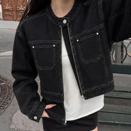 Áo Khoác Jean Boxy Nữ AN TÂY Form Hàn Đẹp Dễ Phối, 2 Dáng Áo Vừa - Rộng #8037-8039-8218 Màu Xanh Than Denim 4