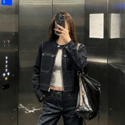 Áo Khoác Jean Boxy Nữ AN TÂY Form Hàn Đẹp Dễ Phối, 2 Dáng Áo Vừa - Rộng #8037-8039-8218 Màu Xanh Than Denim 2