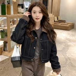 Áo Khoác Jean Boxy Nữ AN TÂY Form Hàn Đẹp Dễ Phối, 2 Dáng Áo Vừa - Rộng #8037-8039-8218 Màu Xanh Than Denim 5