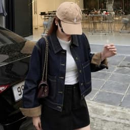 Áo Khoác Jean Boxy Nữ AN TÂY Form Hàn Đẹp Dễ Phối, 2 Dáng Áo Vừa - Rộng #8037-8039-8218 Màu Xanh Than Denim 6