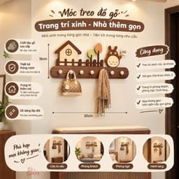 Kê Treo Tường Gỗ Decor Hình Ngôi Nhà – Treo Phòng Ngủ, Lối đi, Cửa Ra Vào, Giá Treo Chìa Khóa Túi Xách Quấn Áo Đa Năng 7