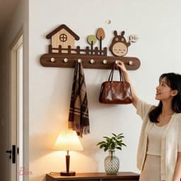 Kê Treo Tường Gỗ Decor Hình Ngôi Nhà – Treo Phòng Ngủ, Lối đi, Cửa Ra Vào, Giá Treo Chìa Khóa Túi Xách Quấn Áo Đa Năng 5