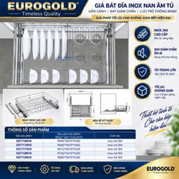 Kệ chén đĩa xoong nồi inox 304 nan tròn Eurogold BẾP CHÂU ÂU 2