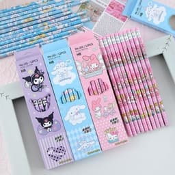 Hộp 12 Cây bút chì in hoạt hình kèm tẩy, chất liệu gỗ, than chì không độc hại, ngòi chì chắc chắn không dễ gãy, an toàn 2