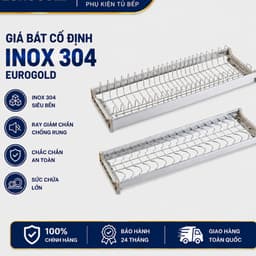 Kệ úp bát đĩa cố định inox 304 Eurogold, Giá để chén bát tủ trên BẾP CHÂU ÂU 2