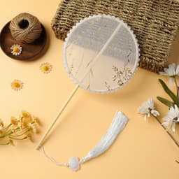 Quạt Cô Dâu, Quạt Cổ Trang Hoa Mai Đỏ Cán Gỗ Kèm Tua Rua Đỏ | Quạt Cầm Tay Phong Cách Trung Hoa Chụp Ảnh, Biểu Diễn 7