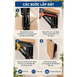 Bản Lề Gấp Inox Gắn Tường Bộ 2 Chiếc, Inox 304, Chịu Lực Tốt, Gấp Gọn Tiết Kiệm Diện Tích 8