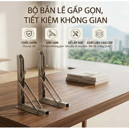 Bản Lề Gấp Inox Gắn Tường Bộ 2 Chiếc, Inox 304, Chịu Lực Tốt, Gấp Gọn Tiết Kiệm Diện Tích 2