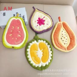 Khăn tay lông cừu san hô hình trái cây dễ thương có vòng treo và thấm hút cao Hoàn hảo cho nhà bếp Phòng tắm A1M8 1