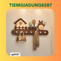 Kê Treo Tường Gỗ Decor Hình Ngôi Nhà – Treo Phòng Ngủ, Lối đi, Cửa Ra Vào, Giá Treo Chìa Khóa Túi Xách Quấn Áo Đa Năng 1