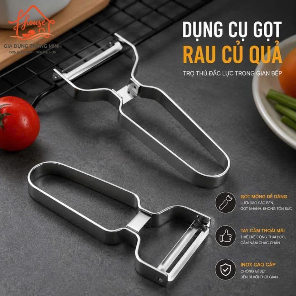 Nạo Rau Củ Quả 2 Lưỡi Cao Cấp Thép Không Gỉ Siêu Sắc Chống Rỉ Sét - Đa Năng Gọt Vỏ Nhanh Tiện Dụng Cho Nhà Bếp Gia Đình