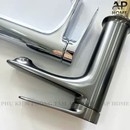 Vòi lavabo nóng lạnh đồng thau mạ crome niken – cao 17cm dài 16cm 6