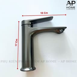 Vòi lavabo nóng lạnh đồng thau mạ crome niken – cao 17cm dài 16cm 2