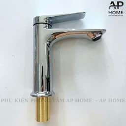 Vòi lavabo nóng lạnh đồng thau mạ crome niken – cao 17cm dài 16cm 8