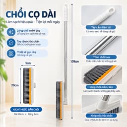 Cây Chà Sàn 3 Trong 1 Xoay 180 Độ Inox HUTO Chổi Cọ Sàn Gạt Nước Nhà Tắm Đa Năng 2