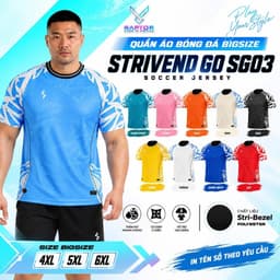 [STRIVEND GO SG03] Bộ Quần Áo Bóng Đá Nam Nữ Người Lớn Bigsize | Size S–6XL, 10–150KG | Thoáng Mát Co Giãn 1