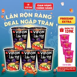 Set 5 Ly Mì Vị Lẩu Thái Tomyum/Lẩu Thái Tôm VIFON 60g/Ly 1