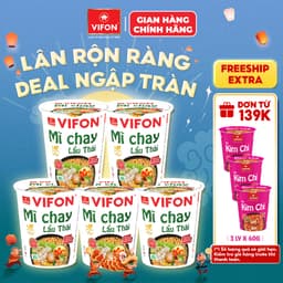 Set 5 Ly Mì Vị Lẩu Thái Tomyum/Lẩu Thái Tôm VIFON 60g/Ly 6