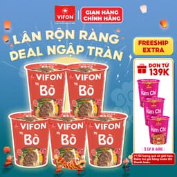 Set 5 Ly Mì Vị Lẩu Thái Tomyum/Lẩu Thái Tôm VIFON 60g/Ly 3