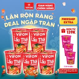 Set 5 Ly Mì Vị Lẩu Thái Tomyum/Lẩu Thái Tôm VIFON 60g/Ly 2
