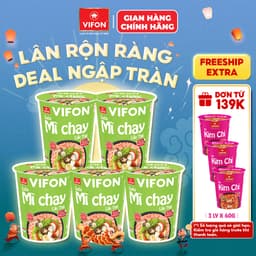 Set 5 Ly Mì Vị Lẩu Thái Tomyum/Lẩu Thái Tôm VIFON 60g/Ly 5