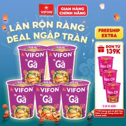 Set 5 Ly Mì Vị Lẩu Thái Tomyum/Lẩu Thái Tôm VIFON 60g/Ly 4