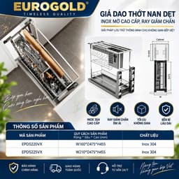 Kệ dao thớt kèm gia vị Inox 304 nan dẹt Eurogold 4