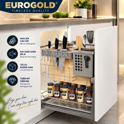 Kệ dao thớt kèm gia vị Inox 304 nan dẹt Eurogold 1