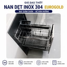 Kệ dao thớt kèm gia vị Inox 304 nan dẹt Eurogold 8