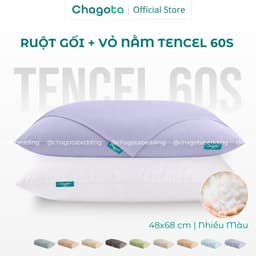 Combo Ruột Gối và Vỏ Gối Nằm Tencel 60s Chagota Bedding Size 45x65cm Sợi Gòn Lông Vũ Cao Cấp Vỏ Bọc Cotton Cao Cấp 1