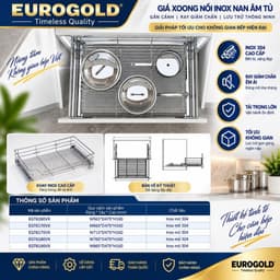 Kệ để xoong nồi inox 304 nan tròn Eurogold 2