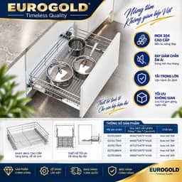 Kệ để xoong nồi inox 304 nan tròn Eurogold 3