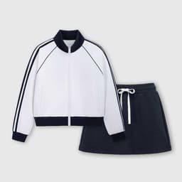 Bộ Đồ Nỉ Thể Thao Nữ YODY Set Áo Khoác khóa kéo Chân Váy Năng Động WASL26F005 6