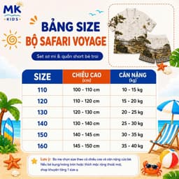 Set Bộ Bé Trai Safari Voyage MK Kids Áo Sơ Mi Cộc Tay Và Quần Short Đi Chơi Mùa Hè - Chất Lụa Mịn Thoáng Mát 2-10 Tuổi 9