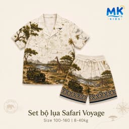 Set Bộ Bé Trai Safari Voyage MK Kids Áo Sơ Mi Cộc Tay Và Quần Short Đi Chơi Mùa Hè - Chất Lụa Mịn Thoáng Mát 2-10 Tuổi 7