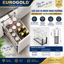 Kệ đựng chai lọ gia vị inox 304 nan vuông Eurogold 2