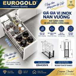 Kệ đựng chai lọ gia vị inox 304 nan vuông Eurogold 4