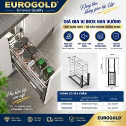 Kệ đựng chai lọ gia vị inox 304 nan vuông Eurogold 3