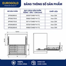 Gía đựng xoong nồi inox 304 nan dẹt Eurogold 2
