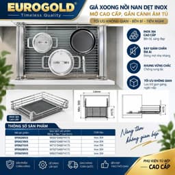 Gía đựng xoong nồi inox 304 nan dẹt Eurogold 3