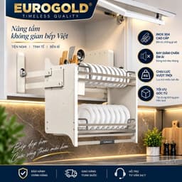 Gía bát đĩa nâng hạ nan dẹt Inox 304 Eurogold EVI180W, EVI180G BẾP CHÂU ÂU 1